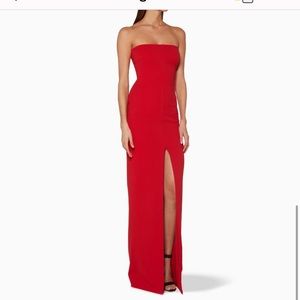 Solace London Bysha Red Strapless Gown